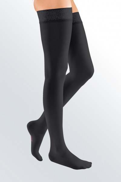 Medi Mediven Elegance Class 1 Black Thigh Compression Stockings with Top Band