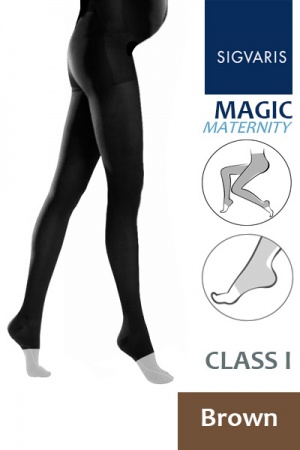 Sigvaris Magic Class 1 Brown Maternity Compression Tights with Open Toe