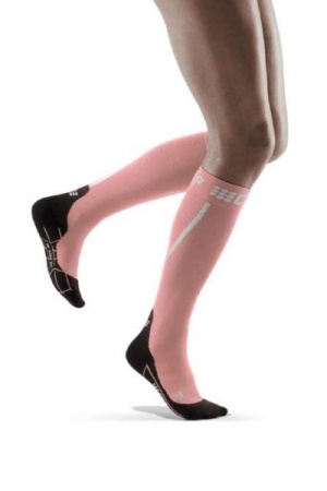 CEP Pink/Black Winter Running Compression Socks for Women