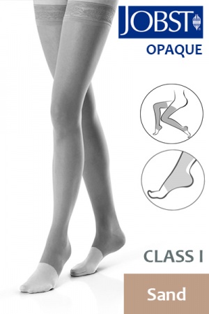 Jobst Opaque Class 1 Sand Thigh High Compression Stockings with Open Toe
