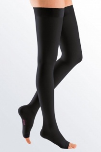 Medi Mediven Plus Class 1 Black Thigh Petite Compression Stockings with Open Toe