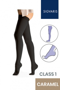 Sigvaris Essential Comfortable Unisex Class 1 Caramel Compression Tights with Open Toe