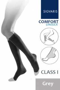 Sigvaris Unisex Comfort Class 1 Grey Calf Compression Stockings with Open Toe