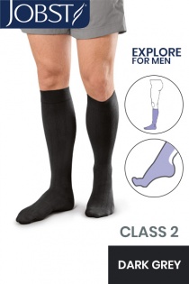 JOBST For Men Explore RAL Class 2 Dark Grey Below Knee Compression Stockings