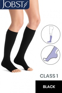 JOBST Opaque RAL Class 1 (18 -  21mmHg) Black Knee High Compression Stockings with Open Toe