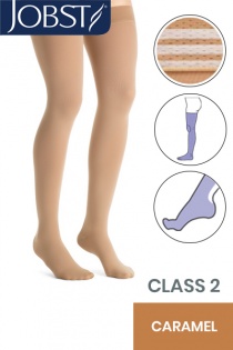 Jobst Opaque Class 2 Caramel Thigh High Compression Stockings with Soft Silicone Band