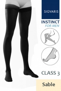 Sigvaris Instinct Men's Class 3 Sable Thigh Compression Stockings