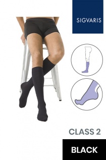 Sigvaris Essential Microfibre Male Class 2 Knee High Black Compression Stockings