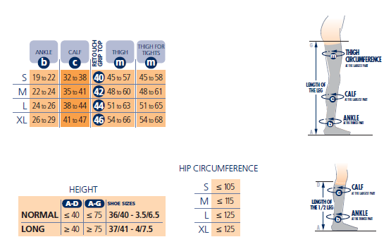 sigvaris audace class 2 champagne calf compression ted anti embolism size chart