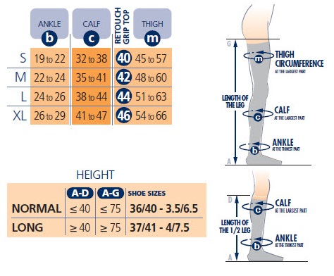 Ted Hose Knee High Size Chart