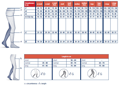 Sigvaris Cotton Size Chart