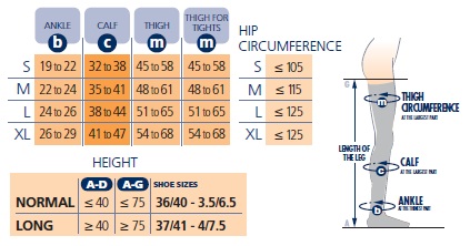 Sigvaris Compression Size Chart