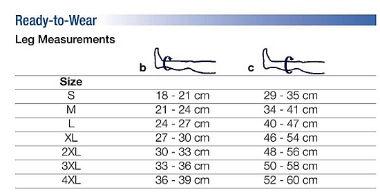 Vissco Compression Size Chart