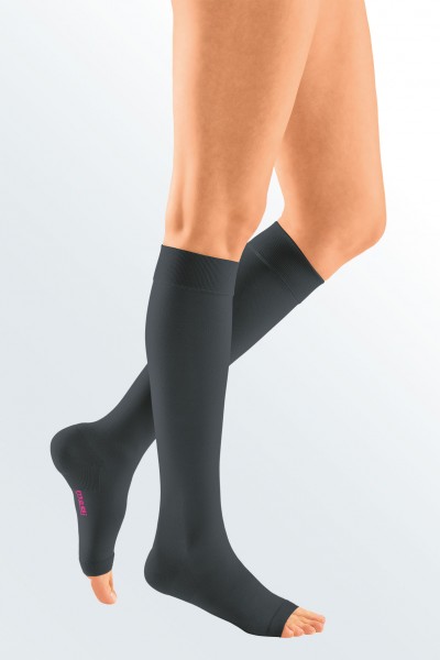 Medi Mediven Plus Class 2 Black Below Knee Extra Wide Compression Stockings  with Open Toe - Compression Stockings