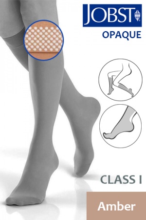 Jobst Opaque Class 1 Amber Knee High Compression Stockings with Dotted Silicone Band