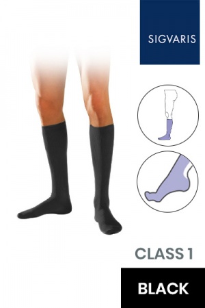 Sigvaris Initial Male Class 1 Knee High Black Compression Socks