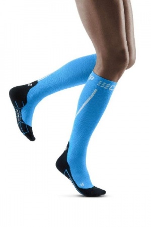 CEP Black/Electric Blue Winter Running Compression Socks for Women