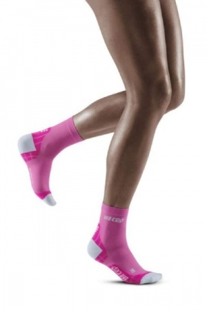 CEP Electric Pink/Light Grey Ultralight Short Compression Socks for Women