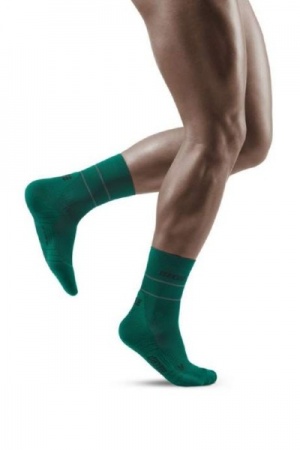 CEP Green Reflective Mid-Cut Compression Socks for Men
