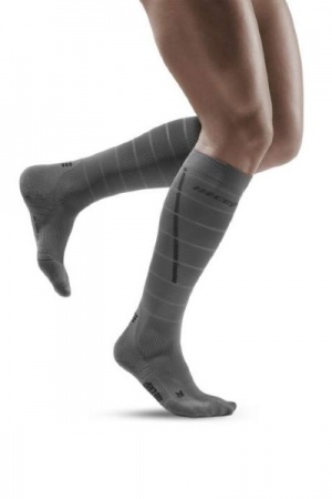 CEP Grey Reflective Running Compression Socks for Men