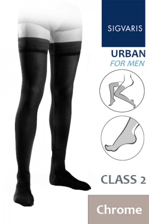Sigvaris Urban Men's Class 2 Chrome Thigh Compression Stockings