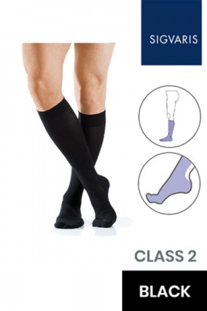 Sigvaris Active Masculine Class 2 Knee High Black Compression Stockings
