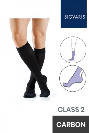 Sigvaris Active Masculine Class 2 Knee High Carbon Compression Stockings