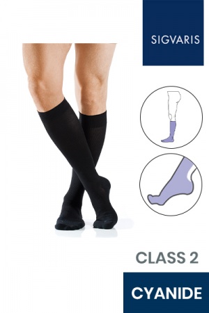 Sigvaris Active Masculine Class 2 Knee High Cyanide Compression Stockings