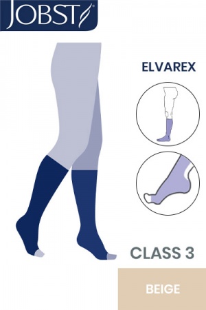 Jobst Elvarex Class 3 Beige Knee High Compression Stockings with Open Toe