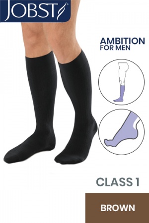 Jobst for Men Ambition Class 1 Brown Below Knee Compression Stockings