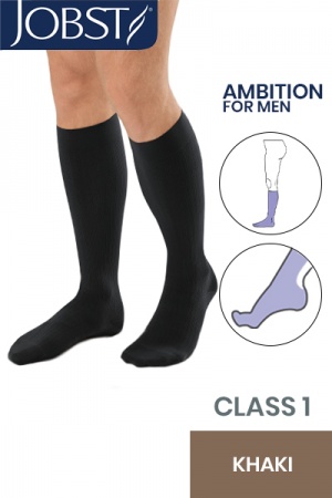 JOBST For Men Ambition Class 1 Khaki Below Knee Compression Stockings