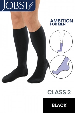 JOBST For Men Ambition RAL Class 2 Black Below Knee Compression Stockings