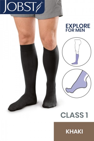 JOBST For Men Explore RAL Class 1 Khaki Below Knee Compression Stockings
