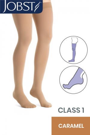 Jobst Opaque Class 1 Caramel Thigh High Compression Stockings