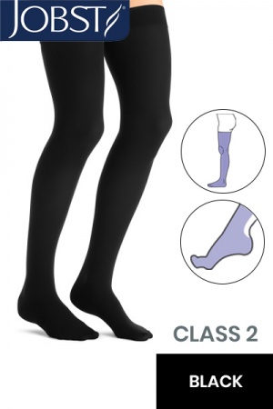 Jobst Opaque Class 2 Black Thigh High Compression Stockings