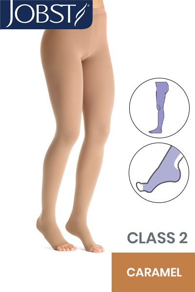 Jobst Opaque Class Caramel Open-Toe Compression Tights - Main Image