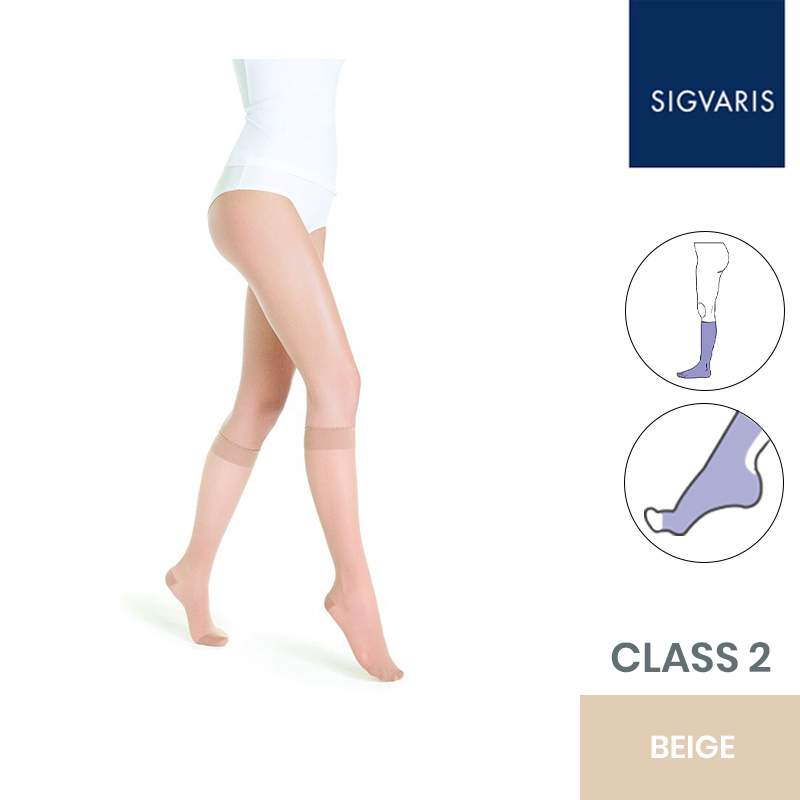 Sigvaris Style Transparent Class 2 (15-20mmHg) Knee High Beige Compression Stockings
