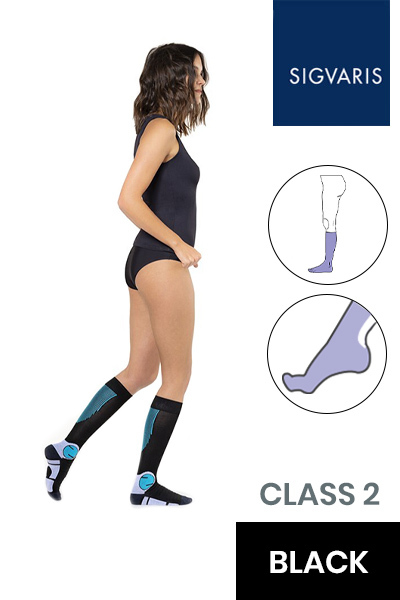 Sigvaris Active Work Wear Women s Class 2 Black Compression Socks