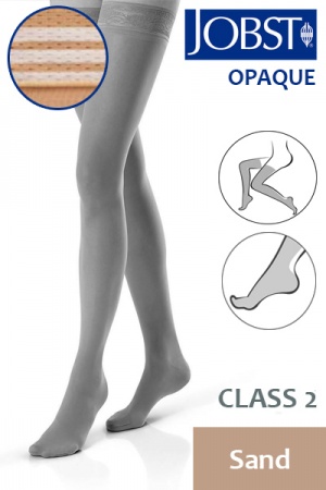 Jobst Opaque Class 2 Sand Thigh High Compression Stockings with Soft Silicone Band