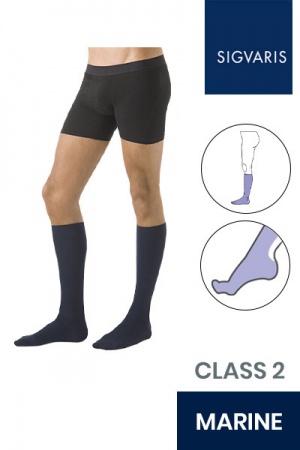 Sigvaris Essential Microfibre Male Class 2 Knee High Marine Compression Stockings