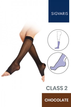 Sigvaris Essential Semitransparent Class 2 Knee High Chocolate Compression Stockings