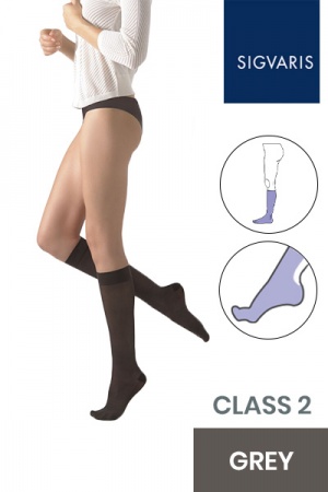 Sigvaris Essential Semitransparent Class 2 Knee High Grey Compression Stockings