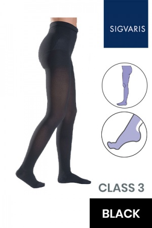 Sigvaris Essential Thermoregulating Unisex Class 3 Black Compression Tights