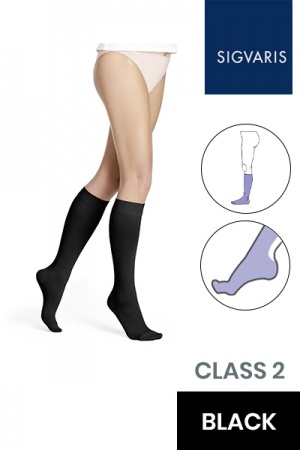 Sigvaris Style Opaque Class 2 Knee High Black Compression Stockings