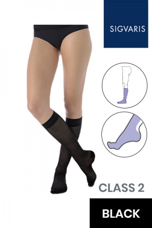 Sigvaris Style Transparent Class 2 Knee High Black Compression Stockings