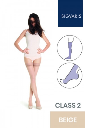 Sigvaris Style Transparent Class 2 Thigh Beige One (110) Compression Stockings with Open Toe