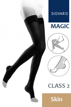 Sigvaris Magic Class 2 Skin Thigh Compression Stockings with Open Toe