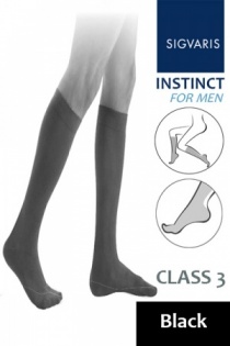 Sigvaris Instinct Men's Class 3 Black Calf Compression Stockings