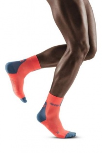 CEP Coral/Grey 3.0 Short Compression Socks for Men
