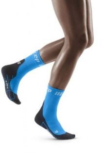 CEP Electric Blue/Black Winter Running Short Compression Socks for Women